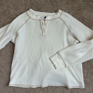 Old Navy Cream Crew Neck Sweater Waffle Knit